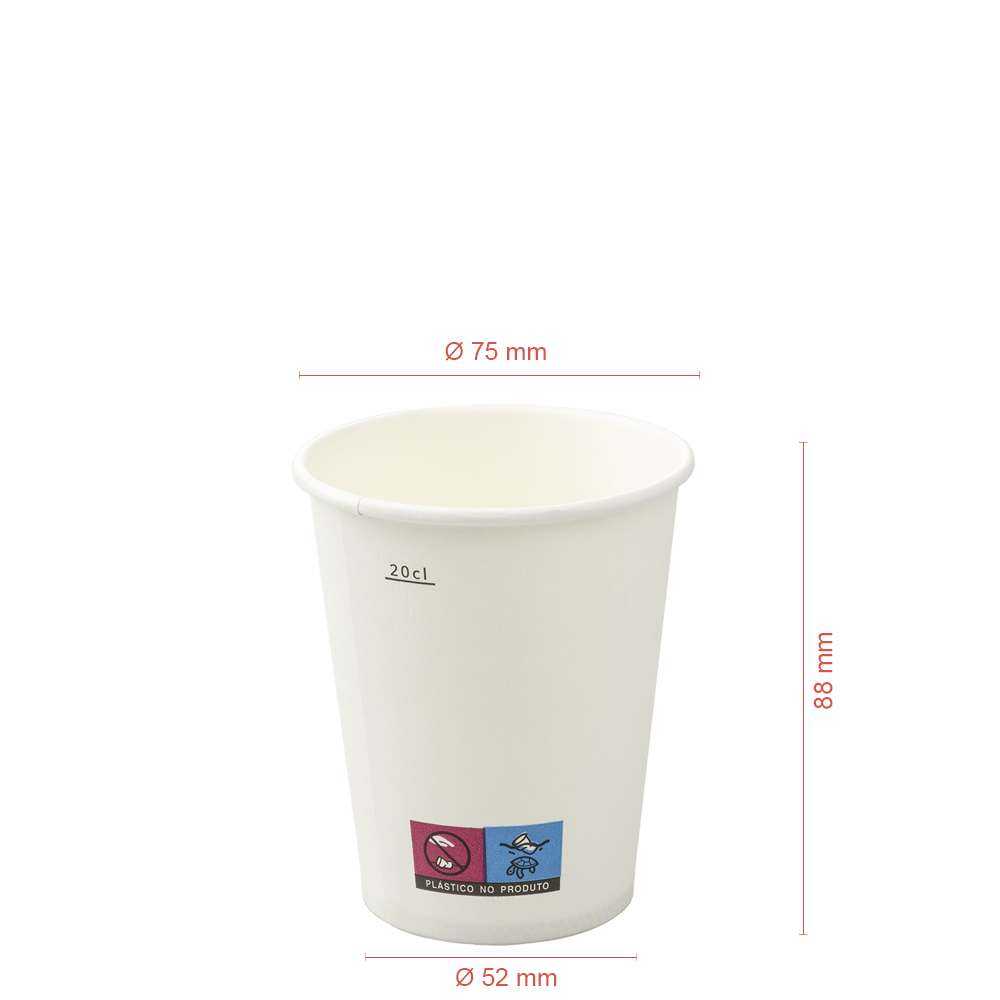VASO DE PAPEL (CARTÓN) BLANCO CON DIRECTIVA UE 25CL (250ML) - Image 2