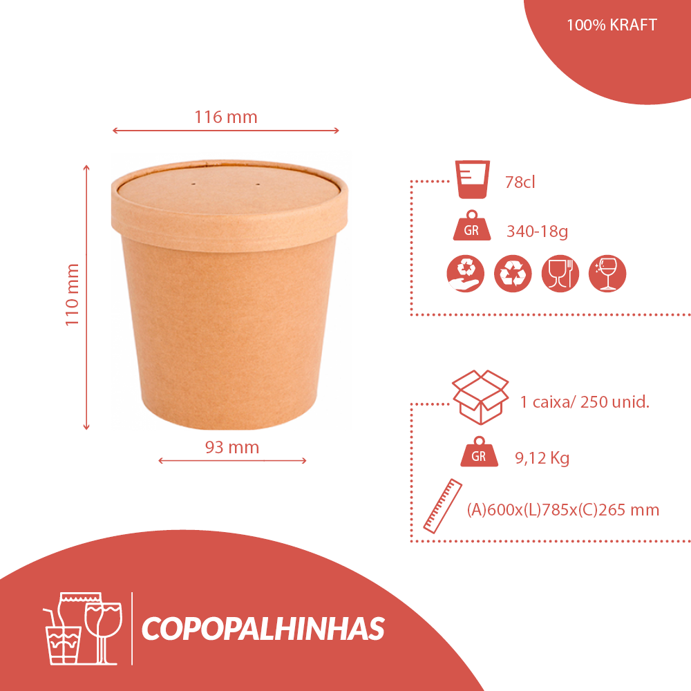 RECIPIENTE KRAFT 78CL (780ML) CON TAPA - Image 6