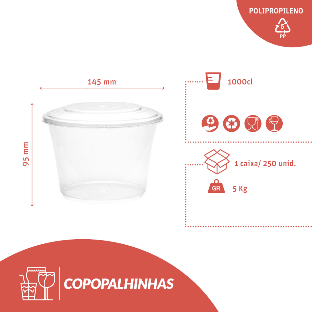 ENVASE EN PP CON TAPA 1L (1000ML) - Image 2