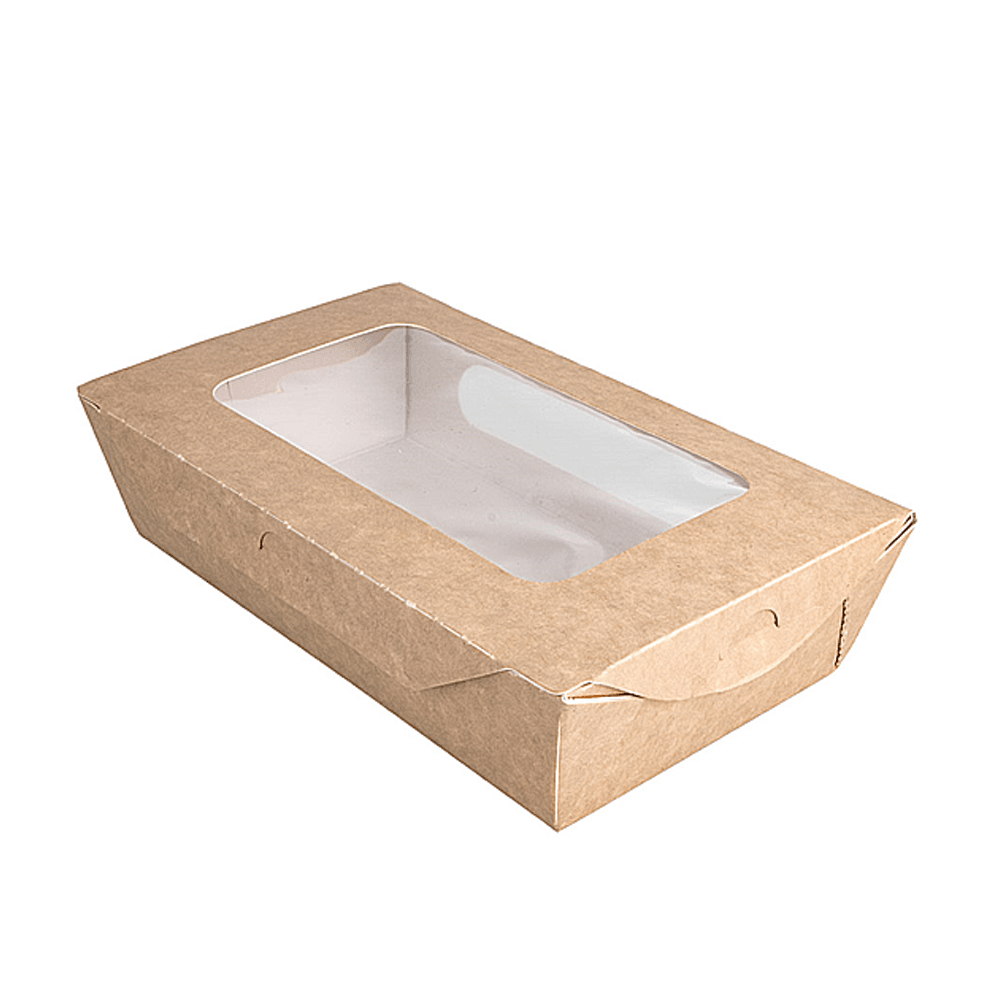 CAJA DE CARTULINA CON VENTANA PARA ENSALADA 20x12x5CM 900ML - Image 3