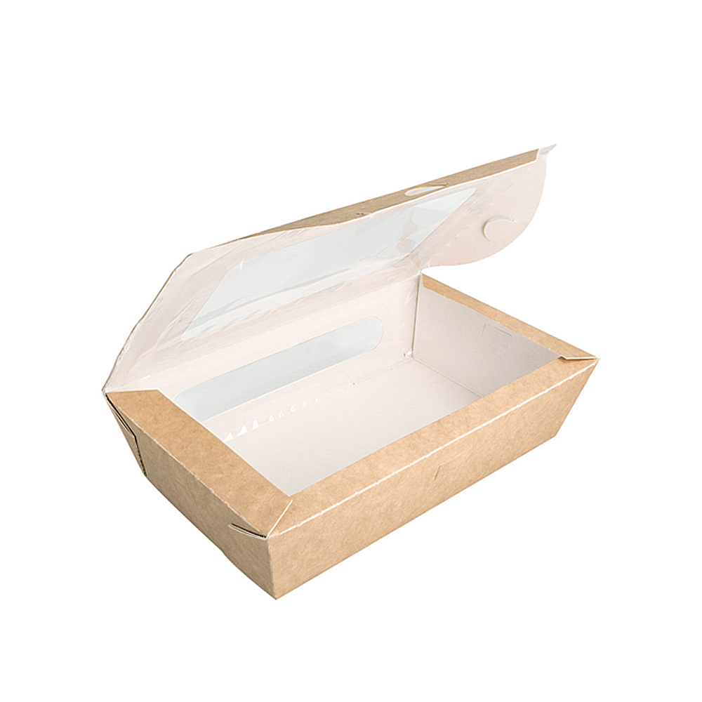 CAJA DE CARTULINA CON VENTANA PARA ENSALADA 20x12x5CM 900ML - Image 2