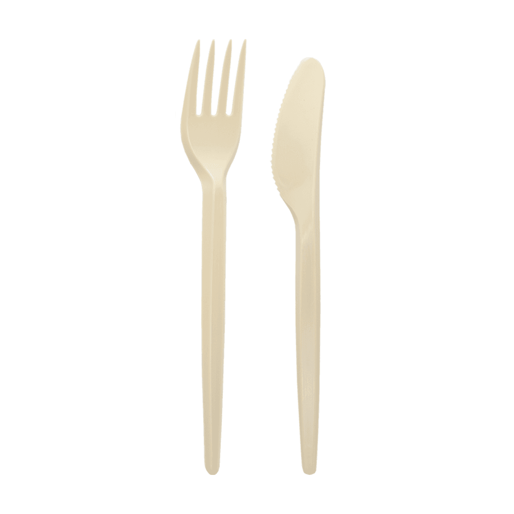 KIT TENEDOR+CUCHILLO EN PS REUTILIZABLES (EMBALAJE DE PAPEL) - Image 2