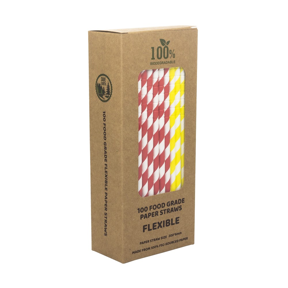 PAJITAS FLEXIBLE DE PAPEL A RAYAS 0,6x20CM (ASORTIDO) - Image 4