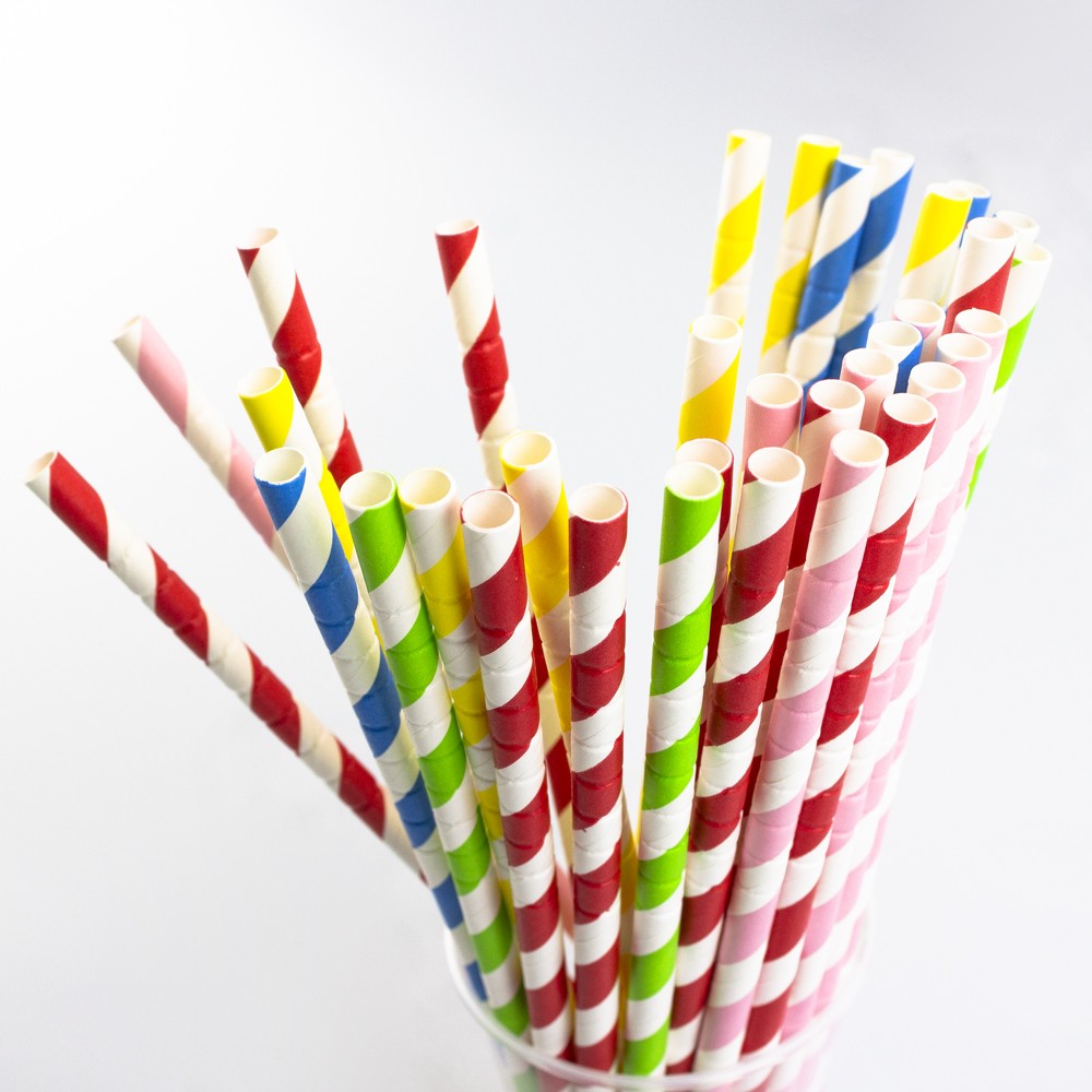 PAJITAS FLEXIBLE DE PAPEL A RAYAS 0,6x20CM (ASORTIDO) - Image 2
