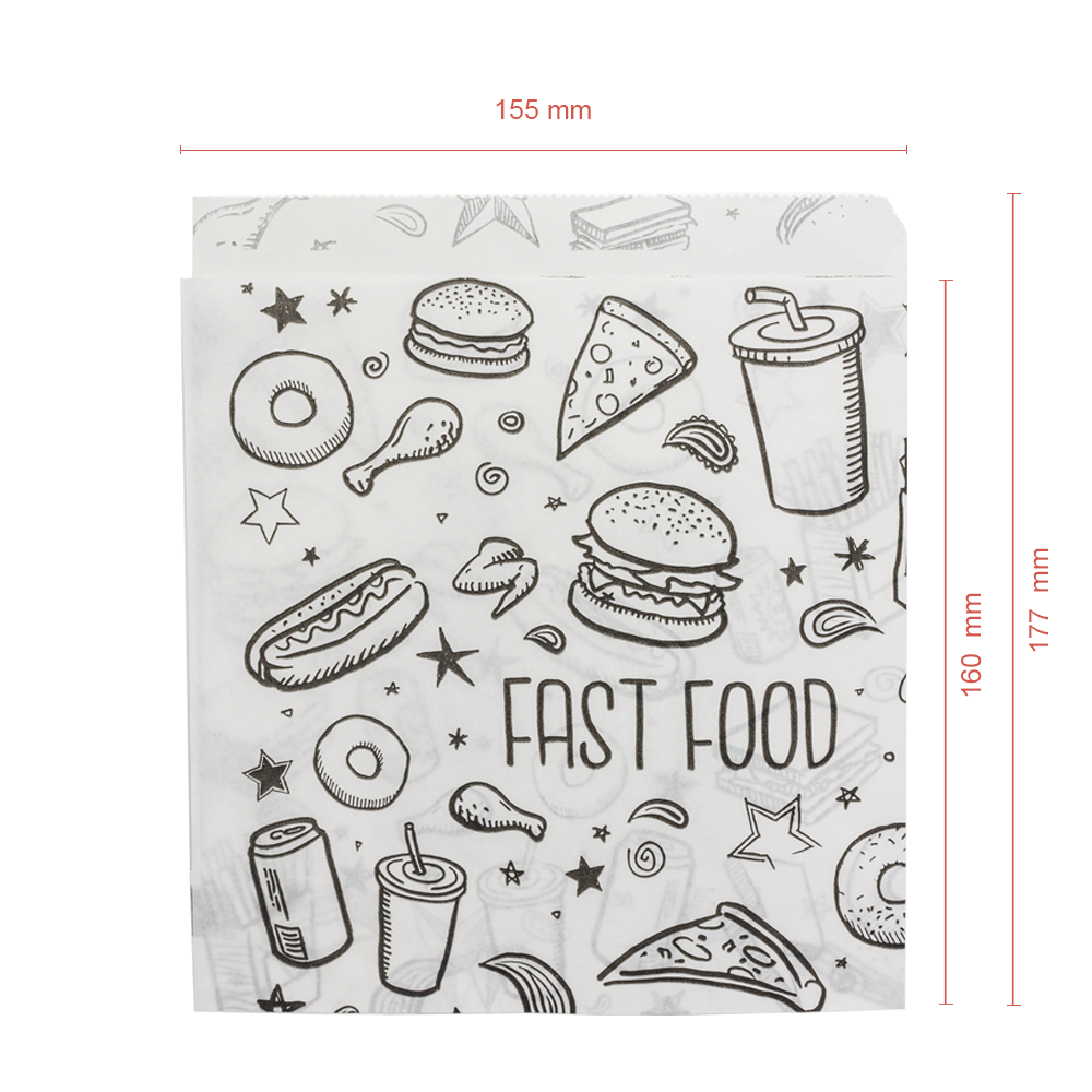 SACO PAPEL ANTI-GORDURA ABIERTO 2 LADOS FAST FOOD 16x15,5CM - Image 3