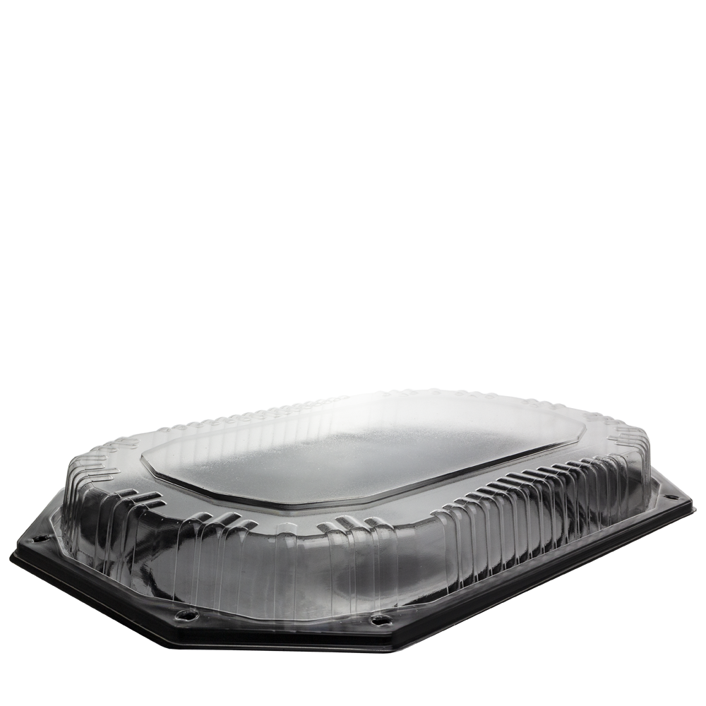 BANDEJA DE CATERING GRANDE NEGRA CON TAPA EN PET