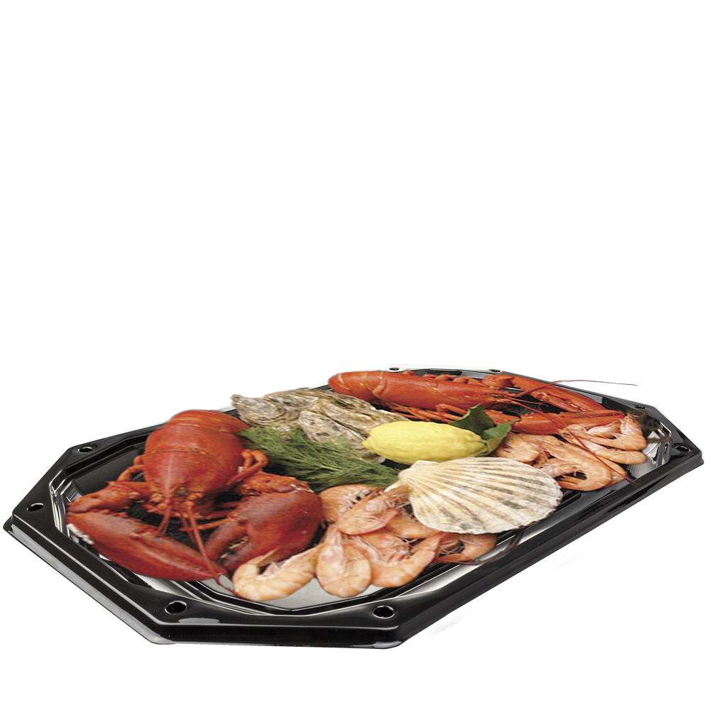 BANDEJA DE CATERING GRANDE NEGRA CON TAPA EN PET - Image 2