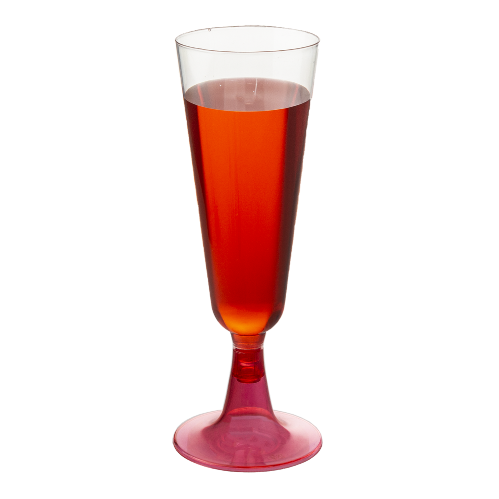 VASO FLUTE EN PS TRANSPARENTE CON PIE ROJO 15CL (150ML) - Image 3