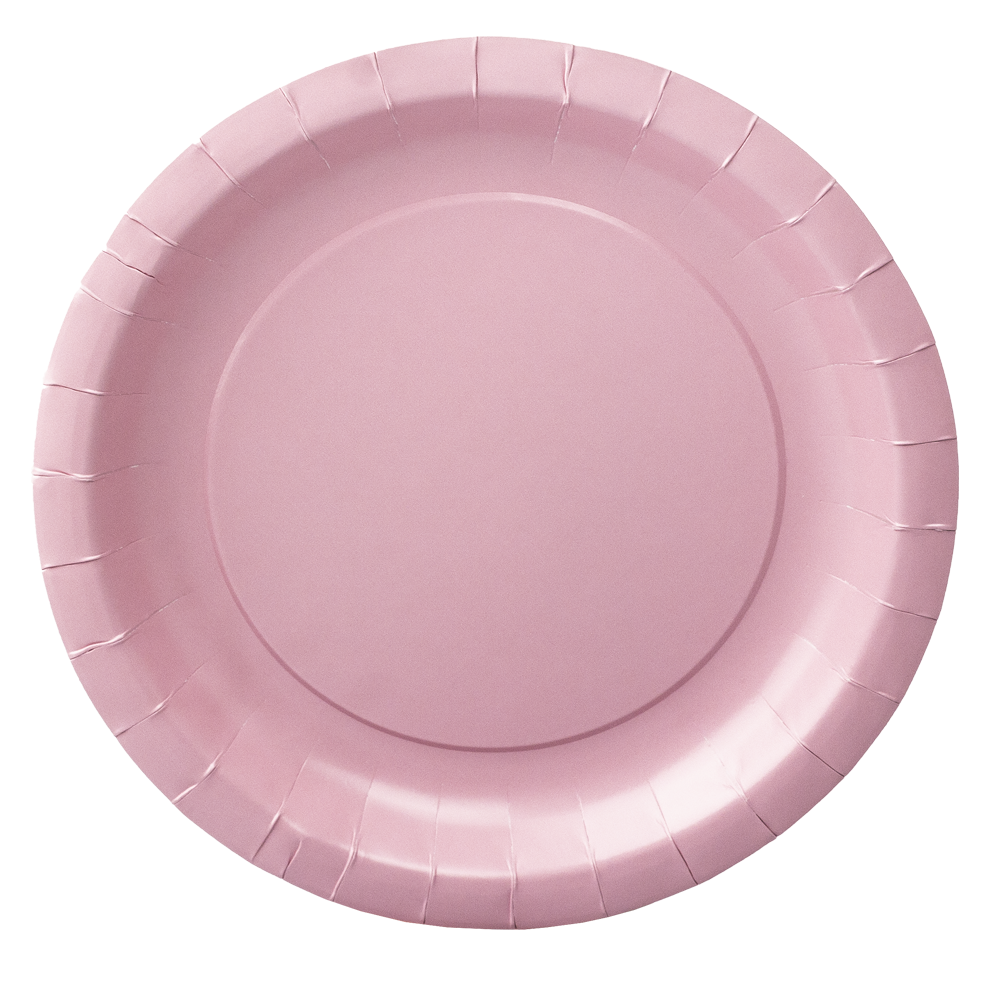 PLATO DE PAPEL (CARTÓN) ROSA CLARO 20CM