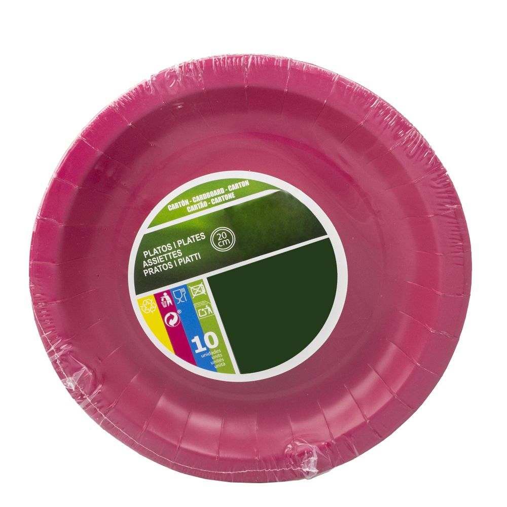 PLATO DE PAPEL (CARTÓN) ROSA FÚCSIA 20CM - Image 2
