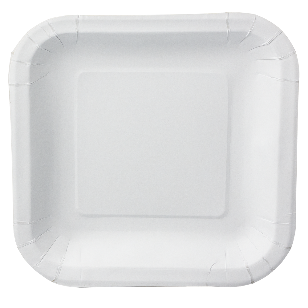 PLATO DE PAPEL ( CARTÓN) BLANCO CUADRADO 20CM