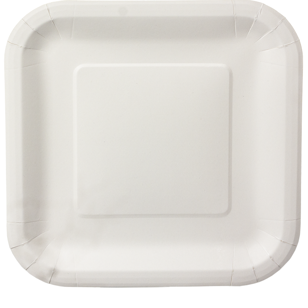 PLATO DE PAPEL ( CARTÓN) BLANCO CUADRADO 23CM