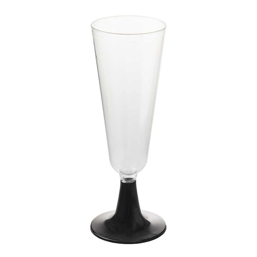 VASO FLUTE EN PS TRANSPARENTE CON PIE NEGRO 15CL (150ML)
