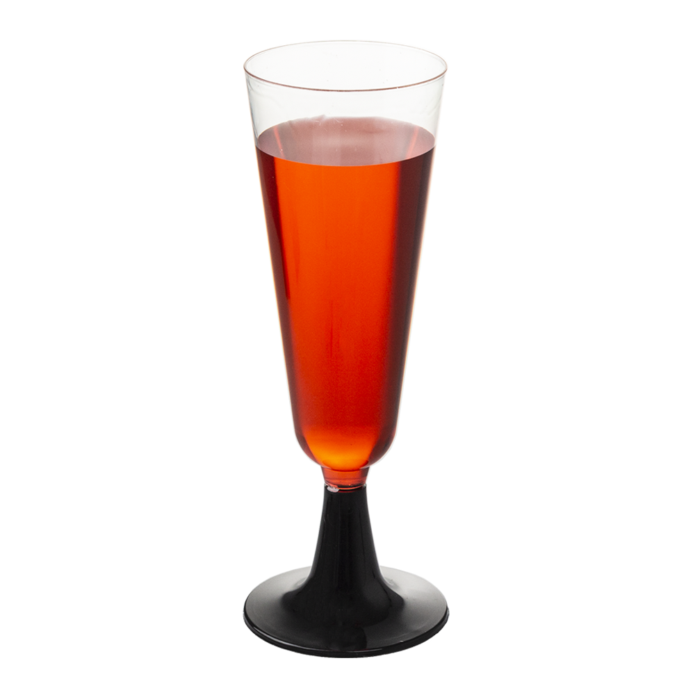 VASO FLUTE EN PS TRANSPARENTE CON PIE NEGRO 15CL (150ML) - Image 3