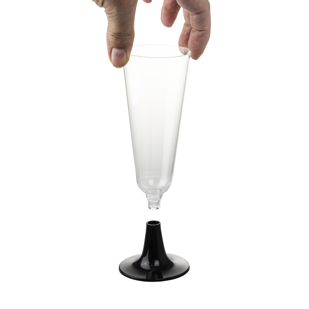 VASO FLUTE EN PS TRANSPARENTE CON PIE NEGRO 15CL (150ML) - Image 4