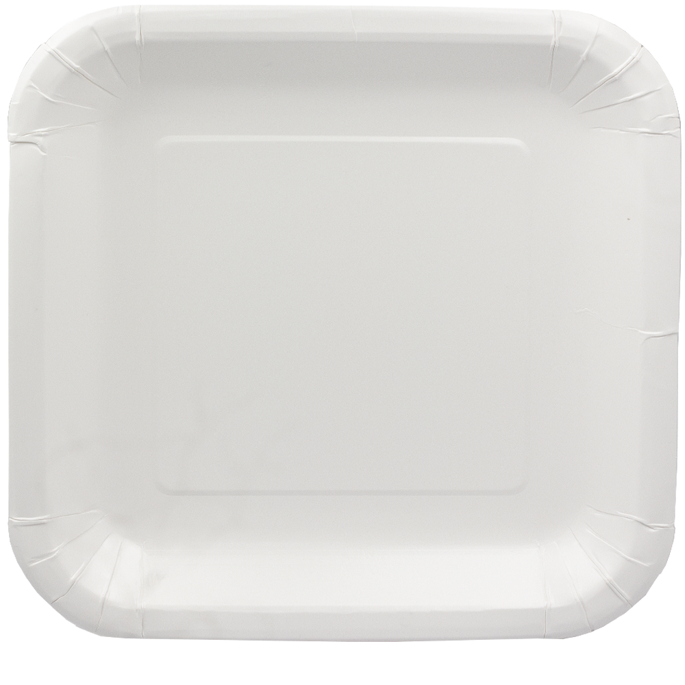 PLATO DE PAPEL ( CARTÓN) BLANCO CUADRADO 26CM