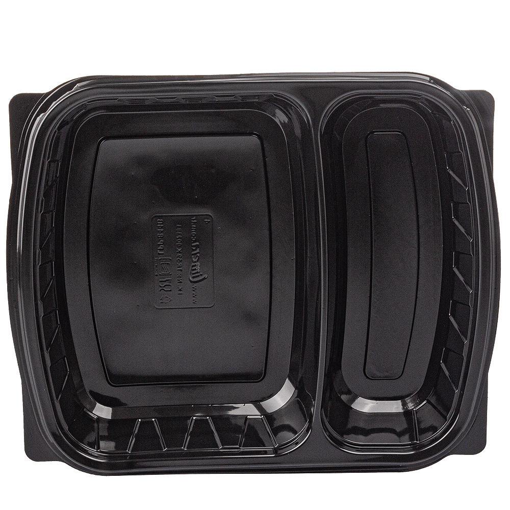 BANDEJA EN PP NEGRO CON 2 DIVISIONES Y TAPA 20,4x25x4CM PARA COMIDA INDIVIDUAL - Image 3
