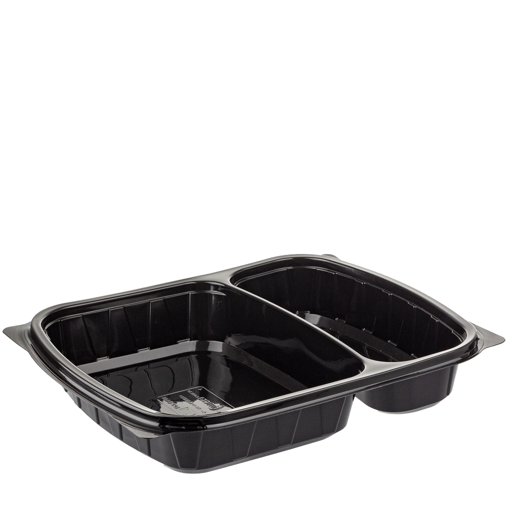 BANDEJA EN PP NEGRO CON 2 DIVISIONES Y TAPA 20,4x25x4CM PARA COMIDA INDIVIDUAL - Image 2