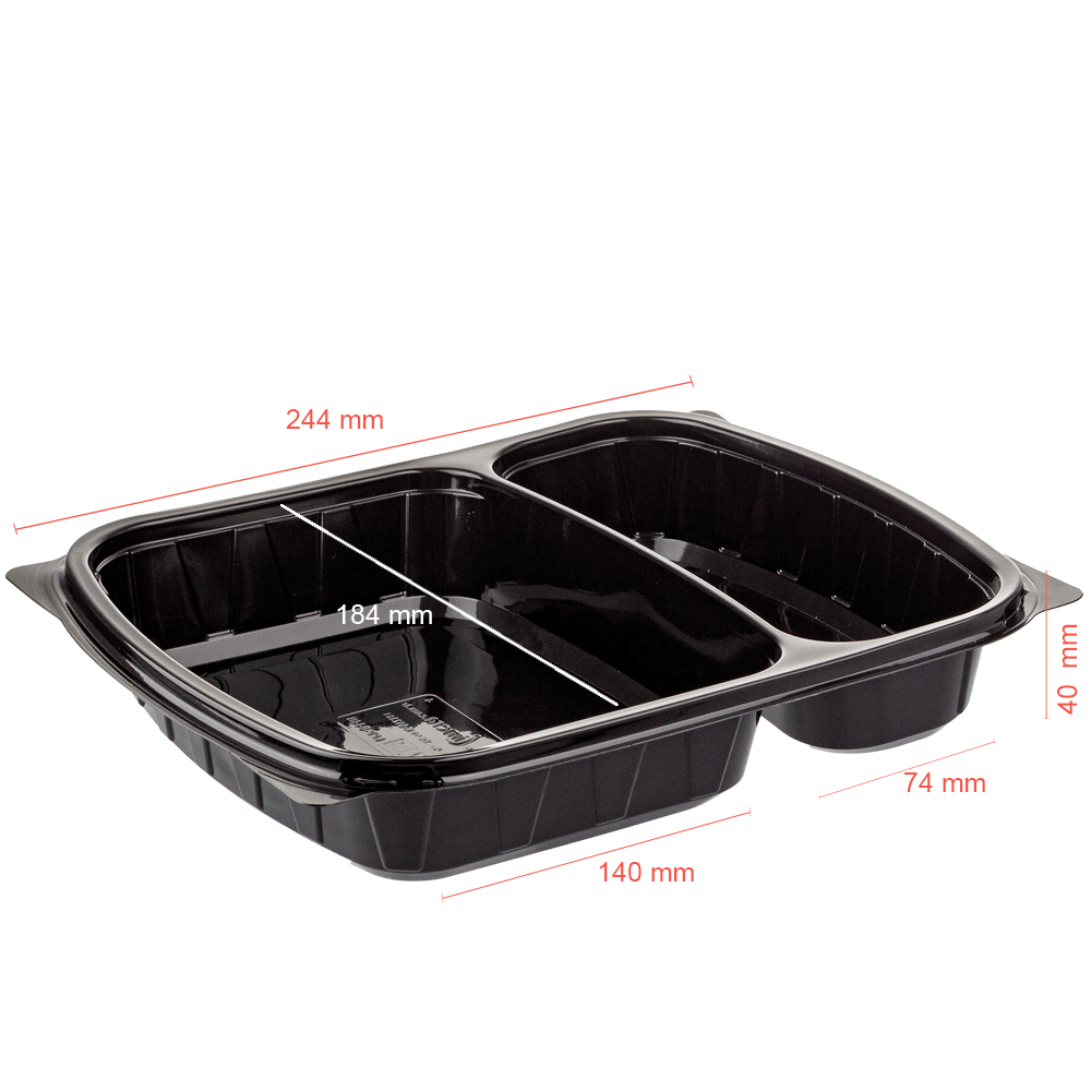 BANDEJA EN PP NEGRO CON 2 DIVISIONES Y TAPA 20,4x25x4CM PARA COMIDA INDIVIDUAL - Image 7