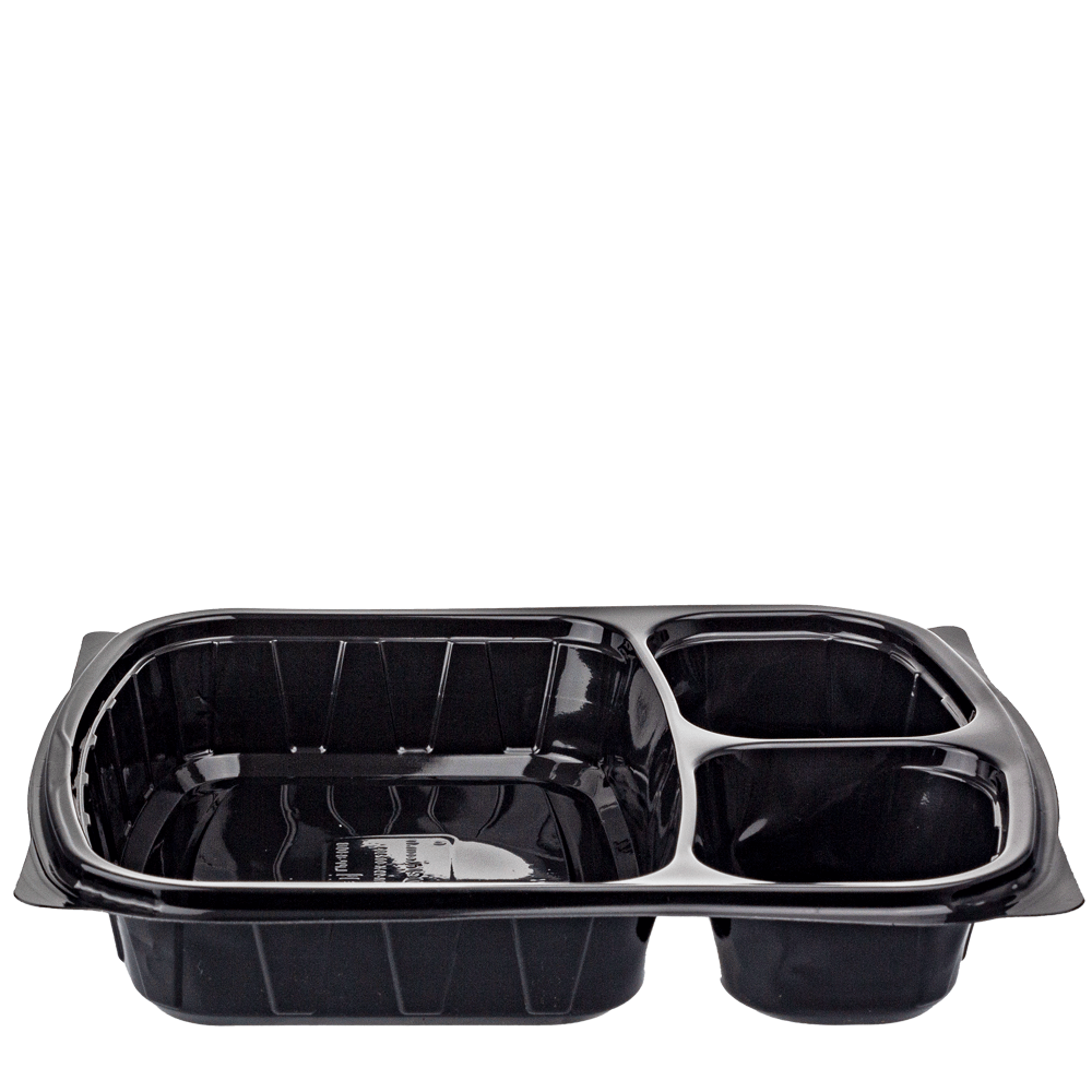 BANDEJA EN PP NEGRO CON 3 DIVISIONES Y TAPA 20,4x25x4CM PARA COMIDA INDIVIDUAL - Image 6