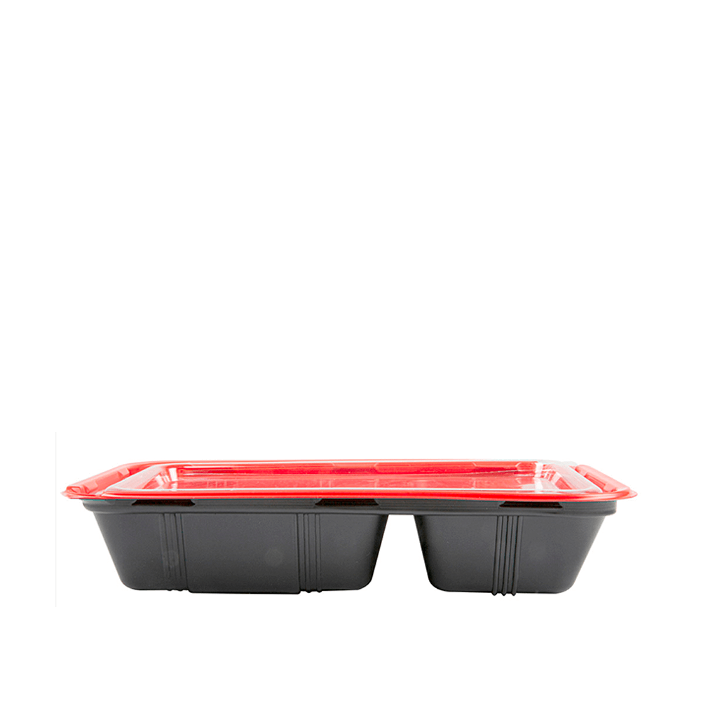 BANDEJA EN PP NEGRO Y ROJO CON TAPA 23,9x15x4,5CM PARA COMIDA INDIVIDUAL - Image 3