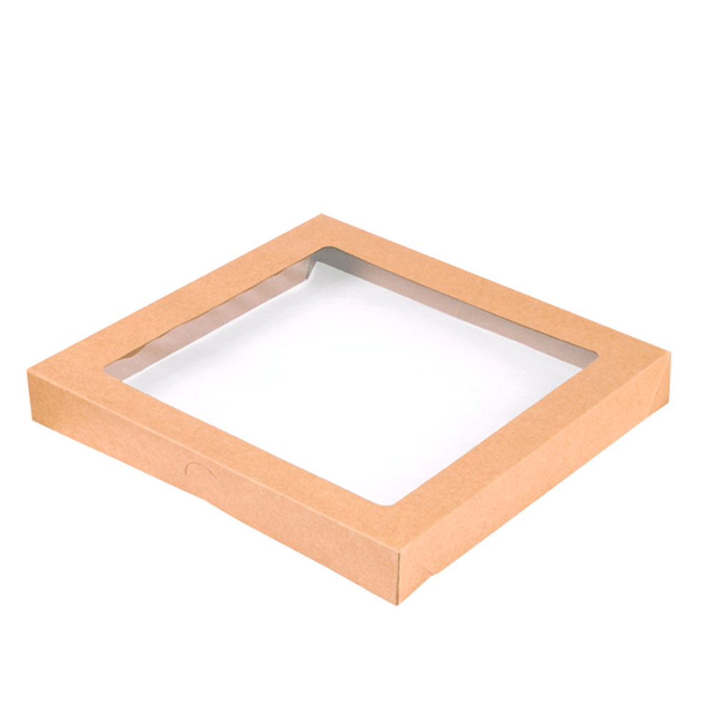 CAJA EN KRAFT CON TAPA Y VENTANA 22,5x22,5x6CM "GOURMET" - Image 3