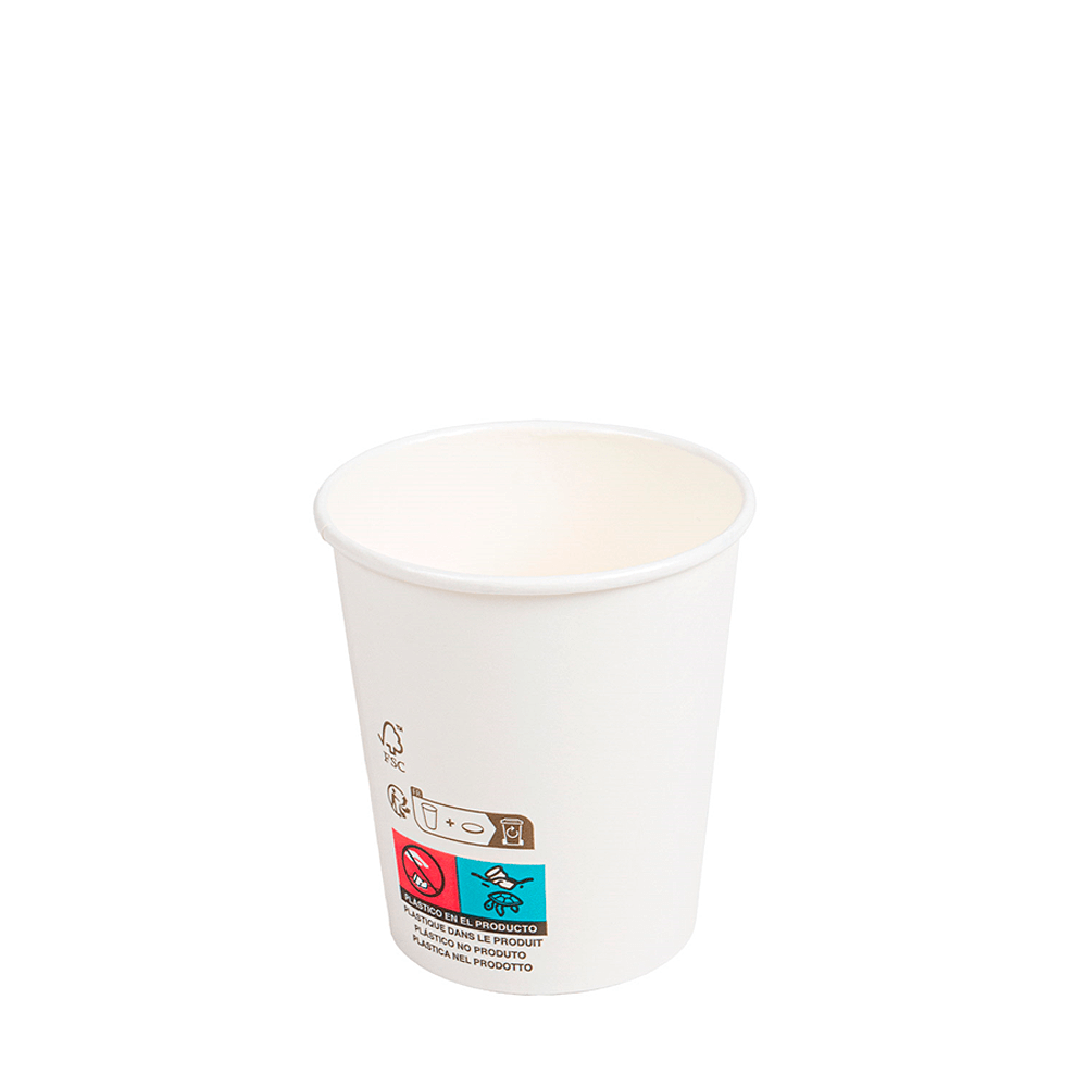 VASO DE PAPEL (CARTÓN) BEBIDAS FRÍAS Y CALIENTES 1 PARED "COMPOSTABLE" 18CL (180ML) - Image 2