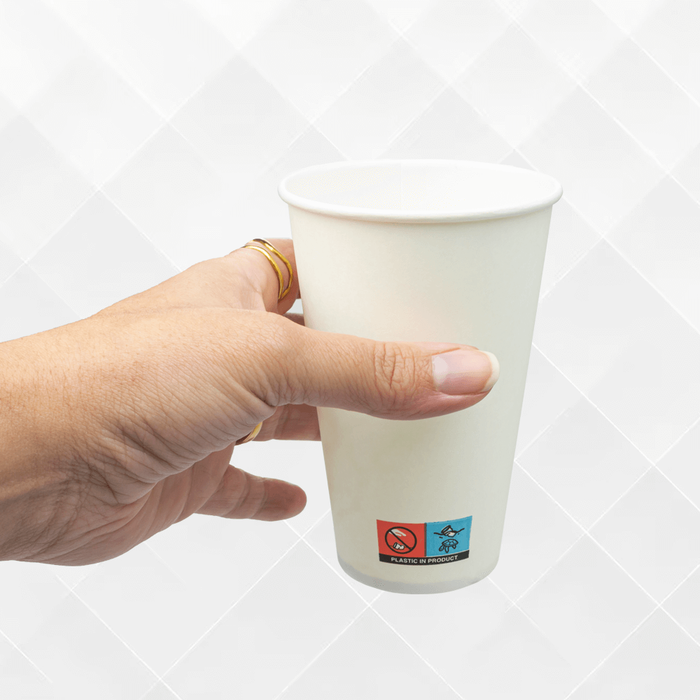 VASO DE PAPEL (CARTÓN) BLANCO CON DIRECTIVA 35CL (350ML/12OZ) - Image 2