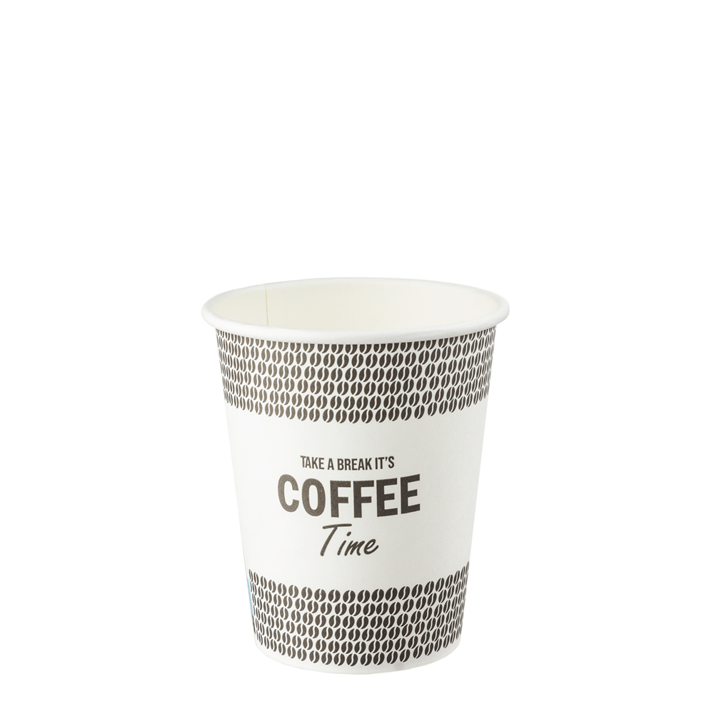VASO DE PAPEL (CARTÓN) COFFEE TIME TAPA NEGRA CON DIR. UE 24CL (240ML/8OZ) - Image 2