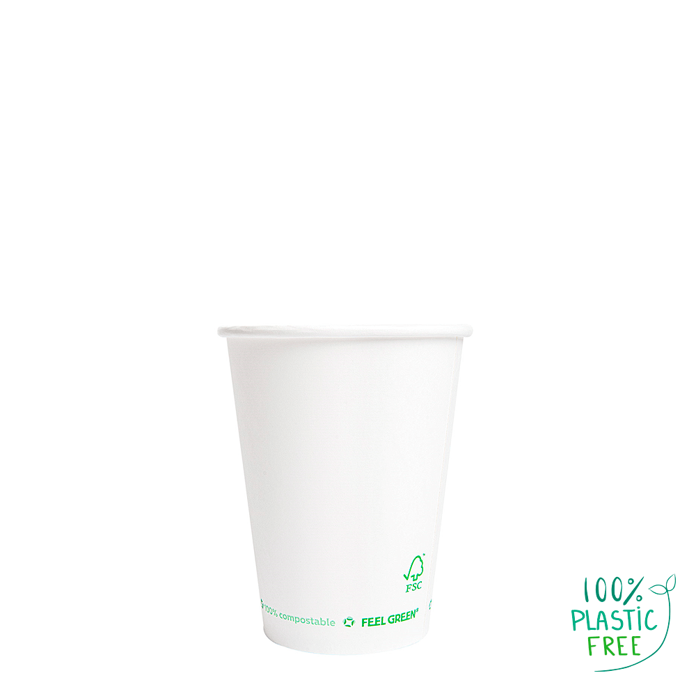 VASO DE PAPEL (CARTÓN) 1 PARED PLASTIC FREE BLANCO 30CL (300ML)