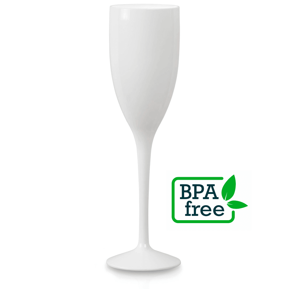 copo flute em SAN branco 15cl reutilizável e ecológico da Copopalhinhas