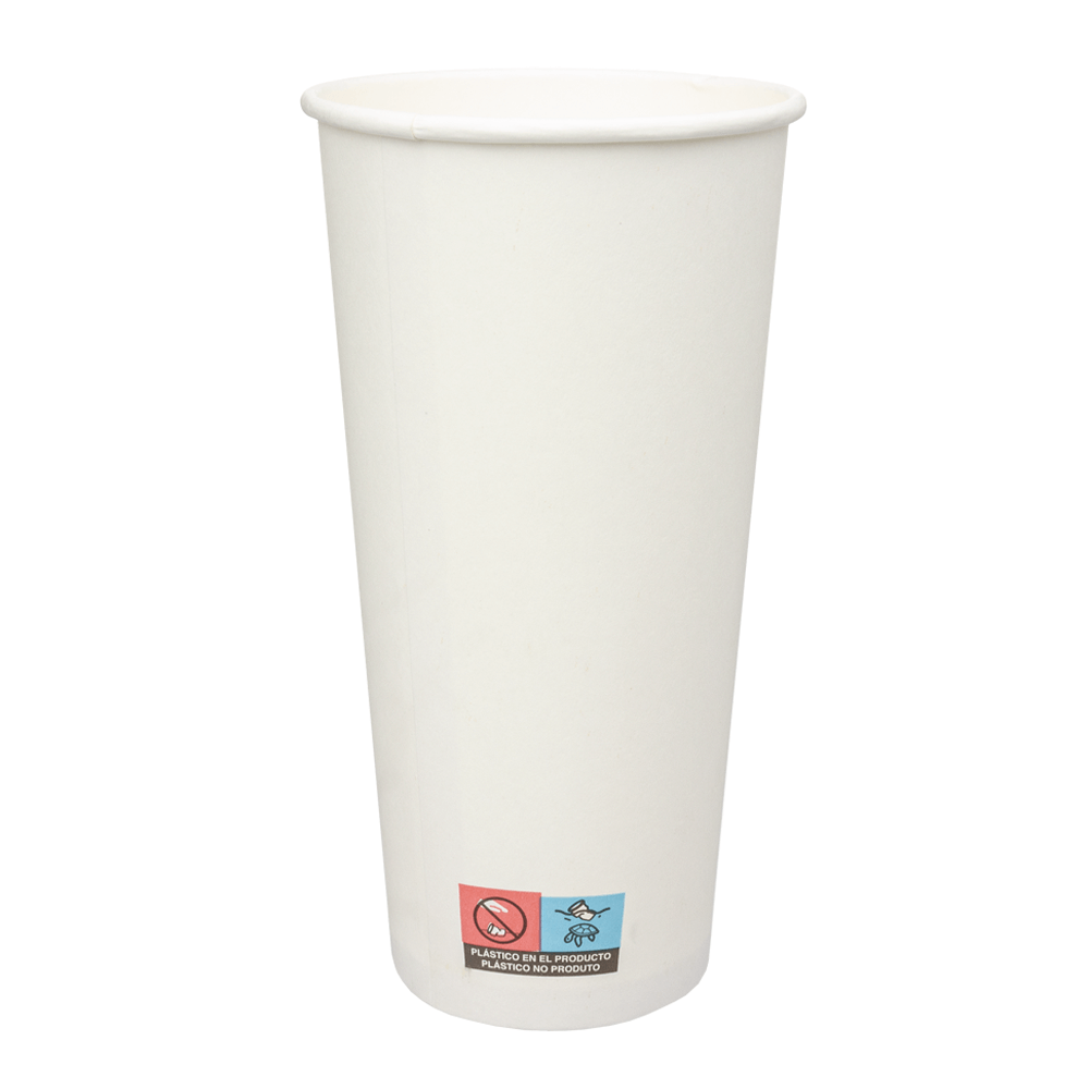 VASO DE PAPEL (CARTÓN) BLANCO 65CL (650ML/22OZ) PARA BEBIDA FRÍA