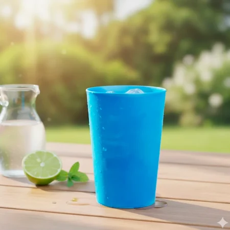 Eco Copo em PP Azul 20cl (200ml) une design moderno e consciência ambiental. O material durável permite reutilização frequente.