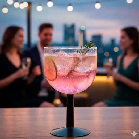 eco copo de gin com pé preto de 68cl, reutilizável e reciclável