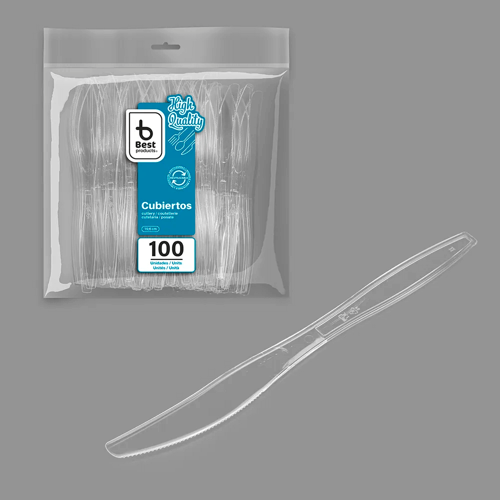 CUCHILLO EN PS REUTILIZABLE 19,6CM TRANSPARENTE - Image 2