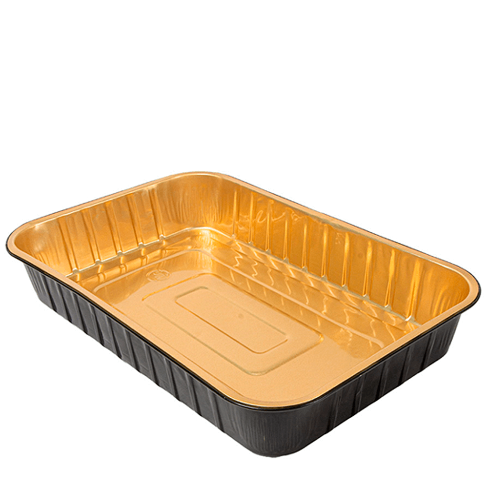 FORMA DE ALUMINIO LACADO NEGRO Y DORADO CON TAPA PET 2L - Image 3