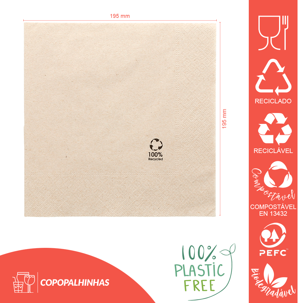 SERVILLETA DE PAPEL RECICLADO ECOLABEL 2 CAPAS 39x39CM (ABIERTA) - Image 2