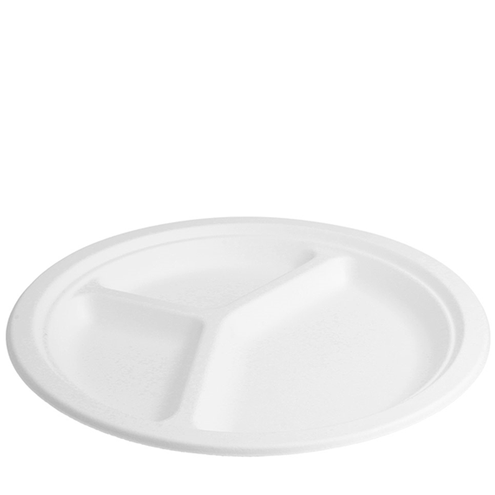 PLATO DE COMIDA FIBRA DE CAÑA DE AZÚCAR CON 3 DIVISIONES 26CM - Image 2