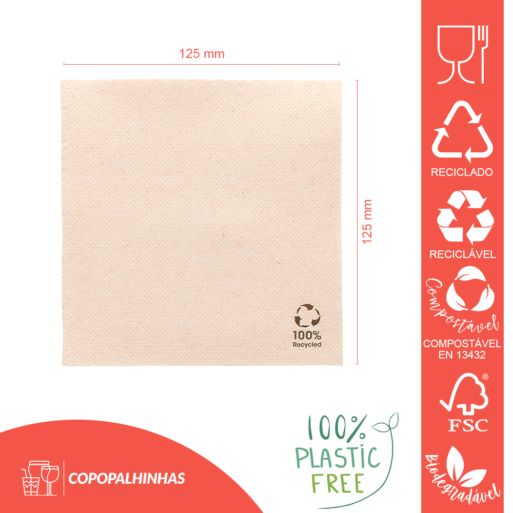 SERVILLETA DE PAPEL RECICLADO ECOLABEL DOUBLE POINT 25x25CM (ABIERTA) - Image 2