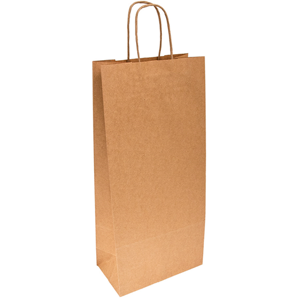 SACO KRAFT NATURAL CON ASA PARA 2 BOTELLAS 39x18x10CM