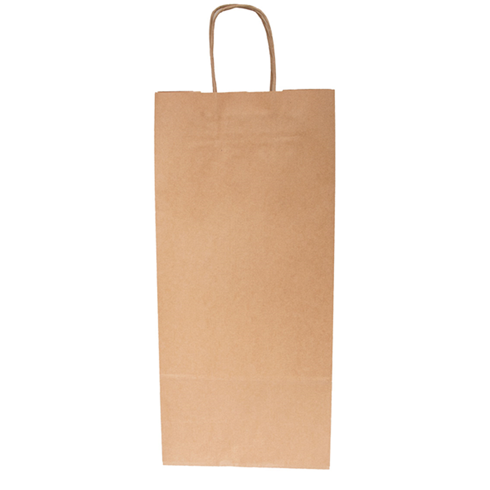 SACO KRAFT NATURAL CON ASA PARA 2 BOTELLAS 39x18x10CM - Image 2