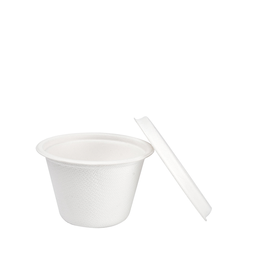 MINI VASO DE BAGAZO BLANCO 12CL (120ML) CON TAPA - BIODEGRADABLE - Image 3