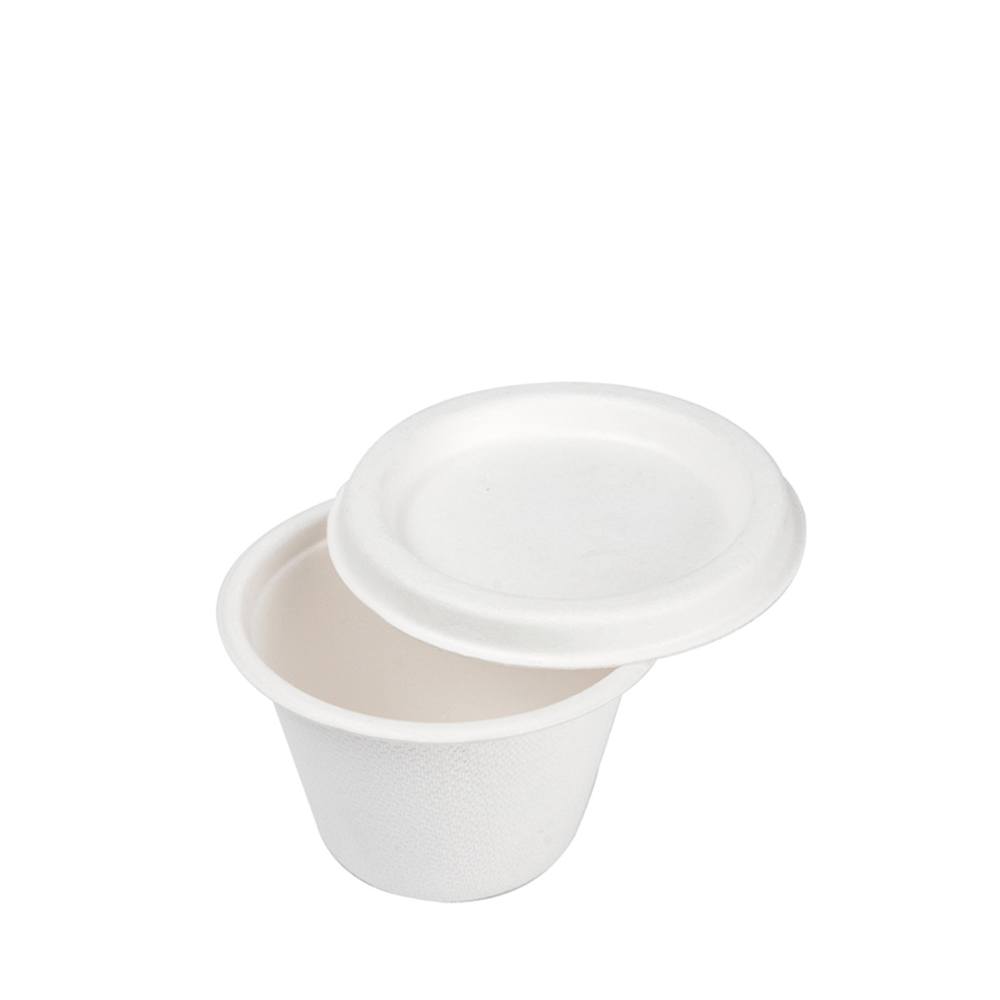 MINI VASO DE BAGAZO BLANCO 12CL (120ML) CON TAPA - BIODEGRADABLE - Image 2