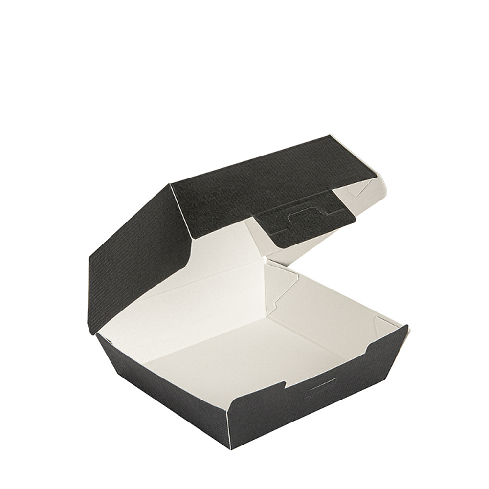 CAJA HAMBURGUESA CARTÓN ONDULADO NANO-MICRO NEGRO 13X12,5x6,2CM - Image 2