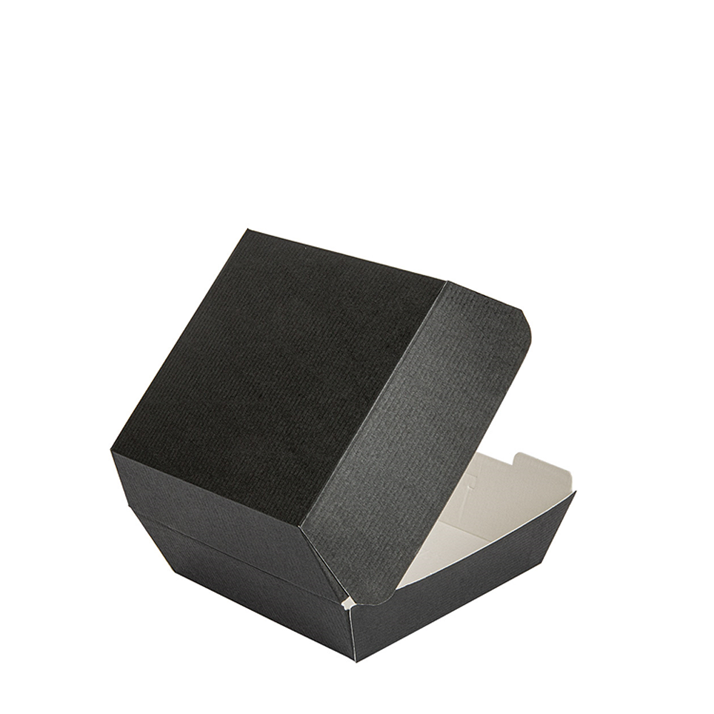 CAJA HAMBURGUESA CARTÓN ONDULADO NANO-MICRO NEGRO 13X12,5x6,2CM - Image 3