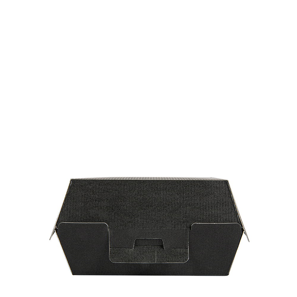 CAJA HAMBURGUESA CARTÓN ONDULADO NANO-MICRO NEGRO 13X12,5x6,2CM - Image 4
