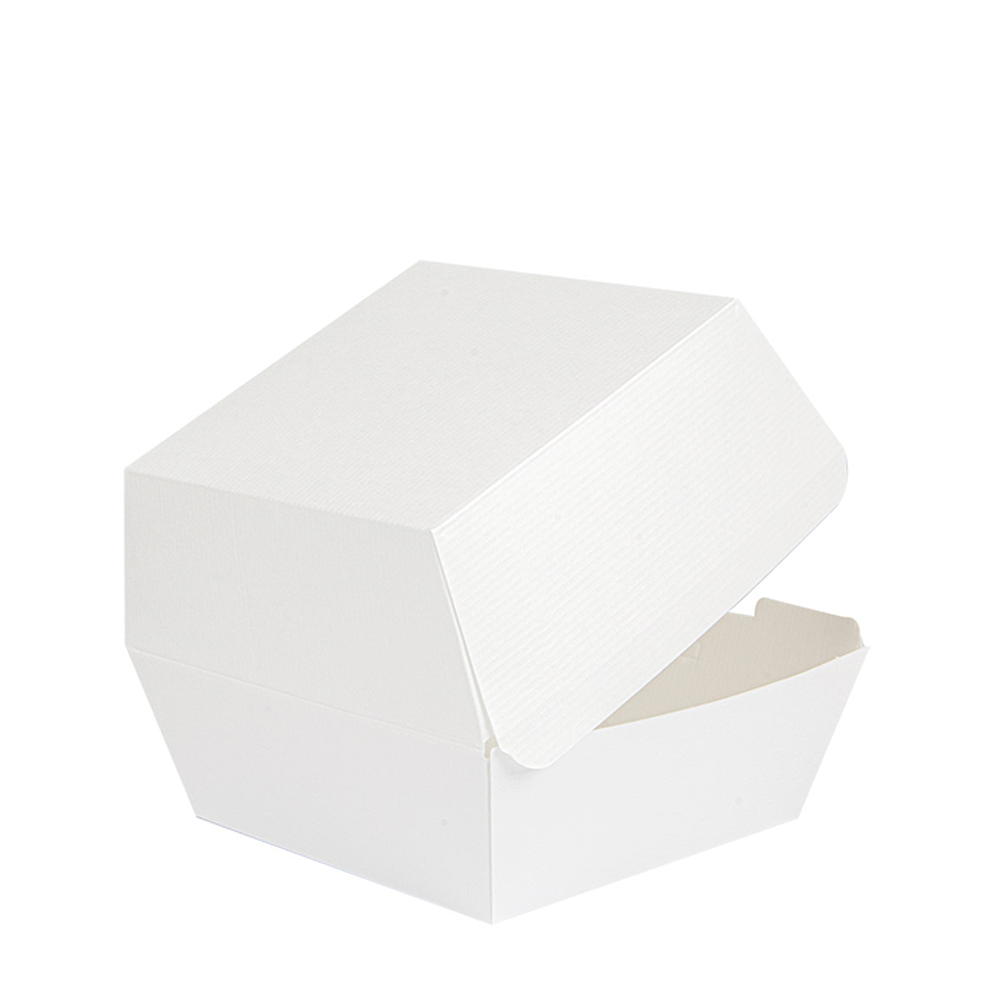 CAJA HAMBURGUESA CARTÓN NANO-MICRO BLANCA 13X12,5CM - Image 4