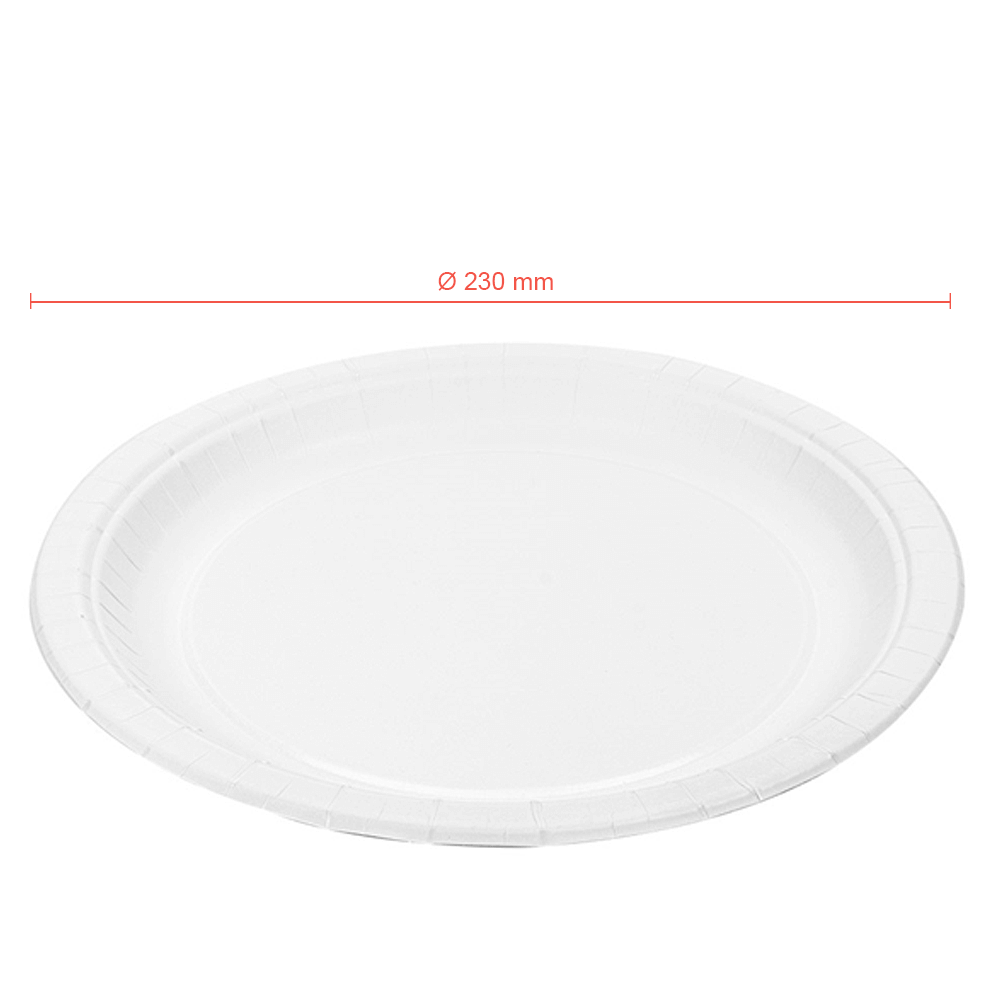 PLATO DE PAPEL (CARTÓN) BLANCO REDONDO 23CM - Image 2