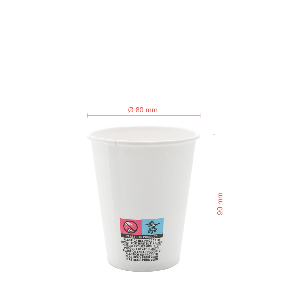 VASO DE PAPEL (CARTÓN) BLANCO TAPA BLANCA Y AGUJERO 24CL (240ML/8OZ) - Image 2