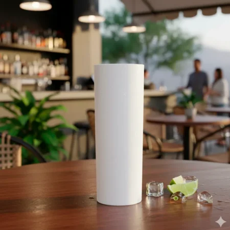 copo de tubo em policarbonato 25cl branco reutilizável e ecológico da Copopalhinhas